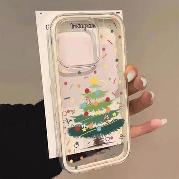 免運+隔日🚚ip手機殼/彩色波點聖誕樹/適用於蘋果17promax 16Pro 15plus 14 13 12 11防