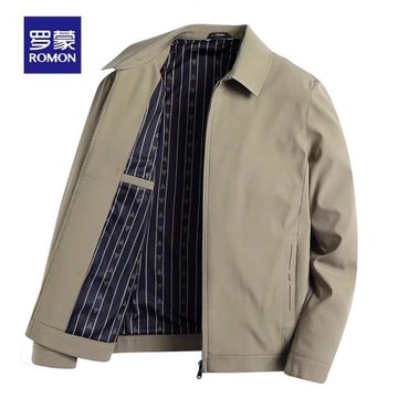 羅蒙中老年爸爸外套春秋季2026新款商務休閑行政夾克男翻領干部裝