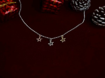 3色小星星 | 純銀項鍊 鍍K金 玫瑰金 細鍊 聖誕禮物