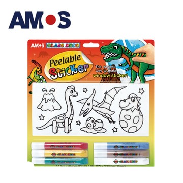 【AMOS 阿摩司】韓國原裝 玻璃貼DIY-橘色恐龍(台灣總代理公司貨)