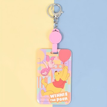 Disney 迪士尼 夏日派對系列 伸縮滑蓋證件套 BF183-10  維尼小豬氣球  11 x 7cm(伸縮繩40cm)  1個