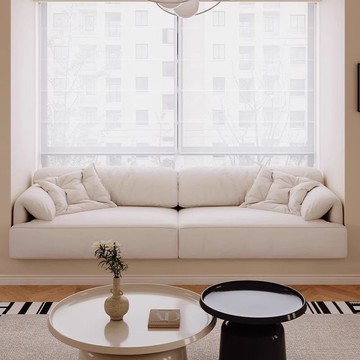 意式極簡飄窗墊飄窗沙發定制設計大象耳朵沙發實木一體懶人ins風 m8092