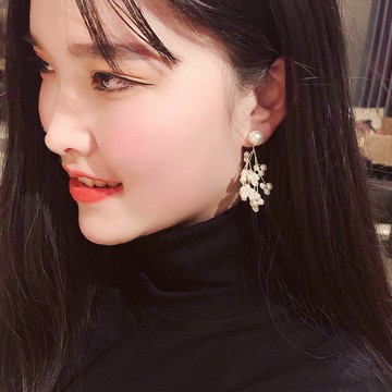 網紅不規則夸張珍珠樹枝耳環氣質韓國個性耳飾耳墜高級感耳釘女