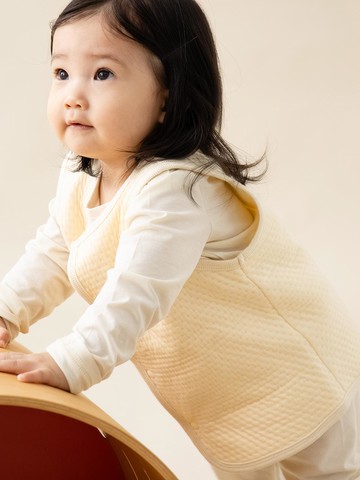 Quilted Cotton Short Vest [Cream]