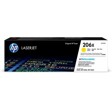 【領券滿額折200】  HP 206X 黃色原廠 LaserJet 高容量碳粉匣(W2112X) For CLJ M255dw/M283/M283fdw