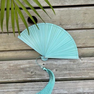 【蜜糖の髮飾】臺灣出貨全竹摺扇小扇子復古風青綠女士兒童扇清新旗袍扇子夏季便攜拍攝扇