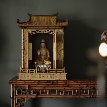 湘妃竹制明式 家用觀音財神供臺神臺 神龕供奉臺 佛柜 帶抽屜佛柜