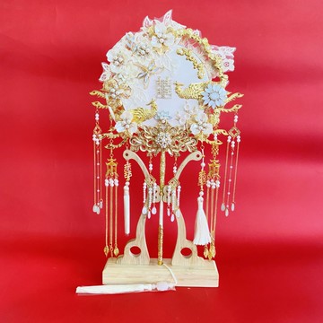 新款雙面雙色重工團扇新娘結婚出嫁diy材料包感中式婚禮秀禾喜扇