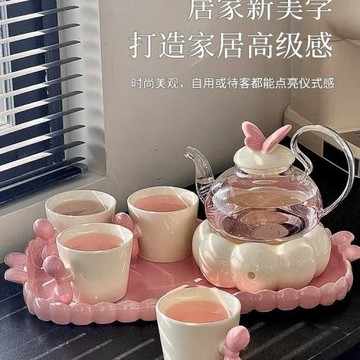 陶瓷花茶壺茶水分離茶杯套裝煮水果茶下午茶蠟燭明火加熱養生壺