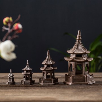 陶瓷微景觀魚缸造景家居裝飾太湖石小橋亭子花園中國風盆景小擺件