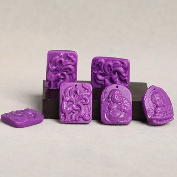 純凈體-全紫無共生紫云母雕刻吊墜女男款 雕刻墜子飾品禮物