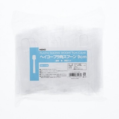 使い捨て カトラリー 個包装 100本入 プラスチック角スプーン 9cm 透明 シモジマ HEIKO