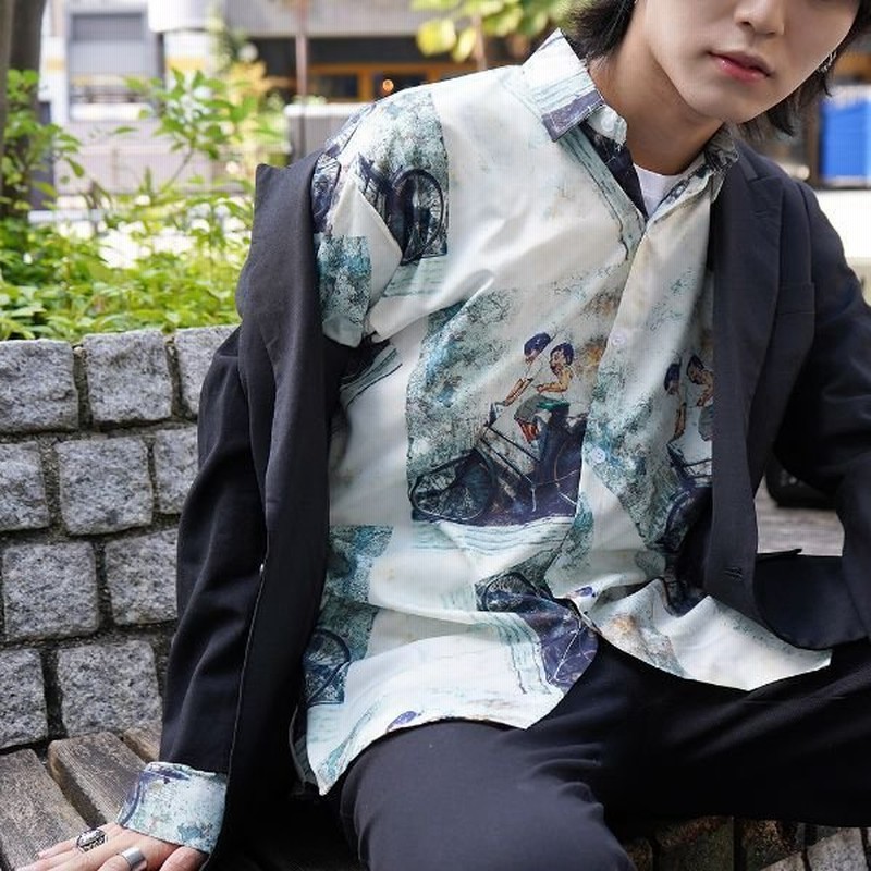 即納あり 柄シャツ フォト風 レトロアート 自転車 子供 総柄 長袖 シャツ ダンス 衣装 ヒップホップ コスチューム 韓国ファッション 大きいサイズ 個性的 服 通販 Lineポイント最大0 5 Get Lineショッピング