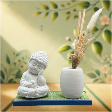 禪風設計 仿真榻榻米版香氛組 淨念吉祥之小佛靜性 居家涼感提升