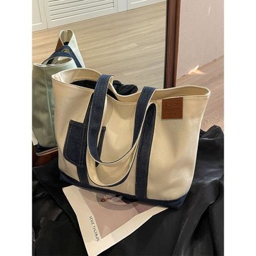 帆布大包包女式2025新款休閑單肩包大容量大學生上課通勤包托特包