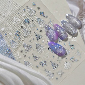🎀秋冬上新🎀新款爆閃聖誕樹美甲貼紙秋冬季金屬高階聖誕款式背膠指甲裝飾貼紙