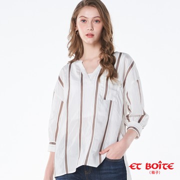 【單一特價】半開襟條紋襯衫(白) - BLUE WAY ET BOîTE 箱子