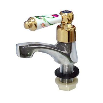 特力屋彩繪陶瓷立栓 檯面式 面盆水龍頭