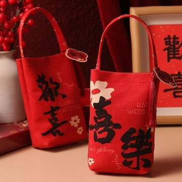 臺灣出貨🌺高級喜糖袋結婚喜糖糖盒免摺疊手提式絲絨伴手禮手禮袋糖果袋