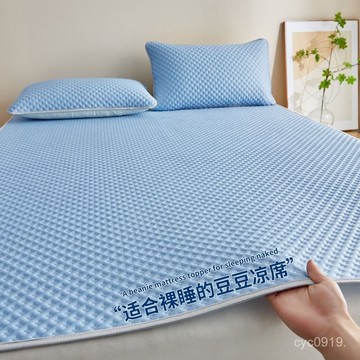 桃園出貨💖【一週內3700+人拚單】冰豆豆涼席三件套床單單件防滑軟席子夏天冰絲席家用單人學生宿捨