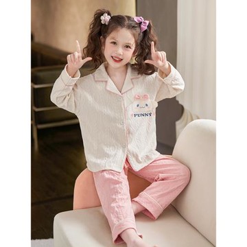 2024新款兒童睡衣春秋季女童長袖純棉中大童小女孩網紅家居服套裝