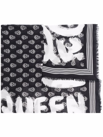 Alexander McQueen - logo-print skull scarf - women - Modal - One Size - Black