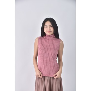 (S) 高領無袖粉色上衣二手衣