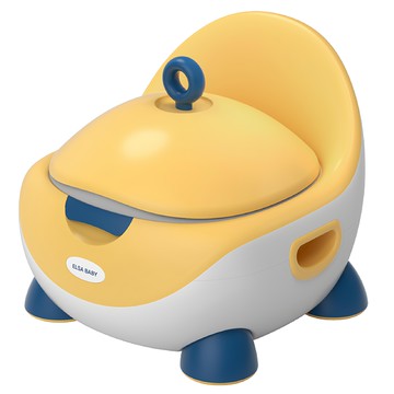 KiKimmy 蛋型兒童輔助學習馬桶  人體工學設計  分離式便盆  貼心檔板設計  兩側扶手設計  適合9個月以上兒童  黃色