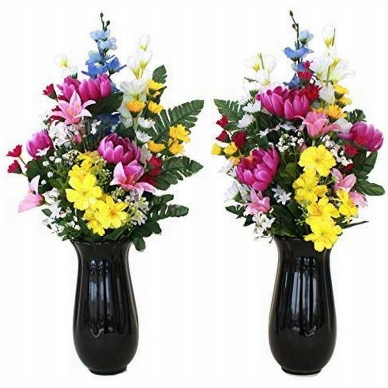 山久 造花 仏花 デルフィニウムと菊の花束一対 花器付き 黒 仏花 1107 0594k Ct触媒 シルクフラワー お彼岸 お盆 お仏 通販 Lineポイント最大0 5 Get Lineショッピング