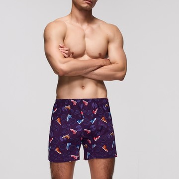 DADADO-就要噱翻 M-3L印花四角男內褲(紫) 天然絲光棉-吸濕排汗-GHQ420PU