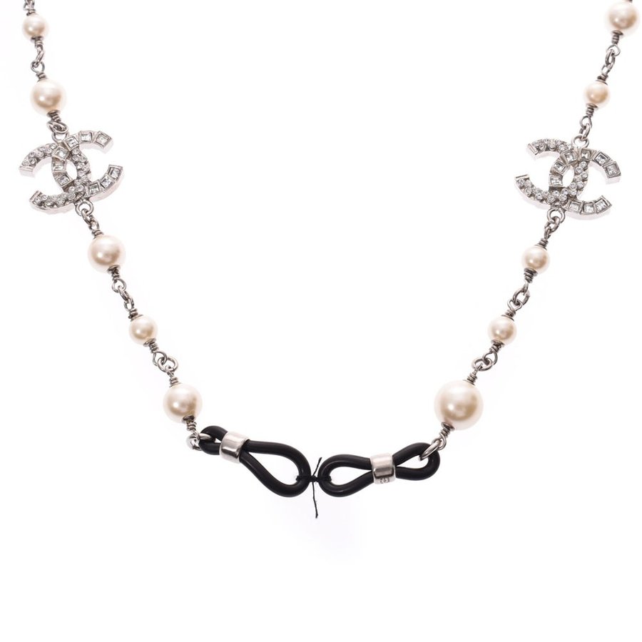 送料無料 CHANEL シャネル グラスコード 眼鏡チェーン シルバー金具 