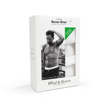 北歐極簡 - 3入組 - 貼身舒適經典有機棉男內褲 / 四角褲 (白)