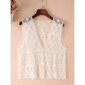 蕾絲馬甲女外穿開衫網紗坎肩無袖披肩外套馬夾背心女外搭寬松夏季
