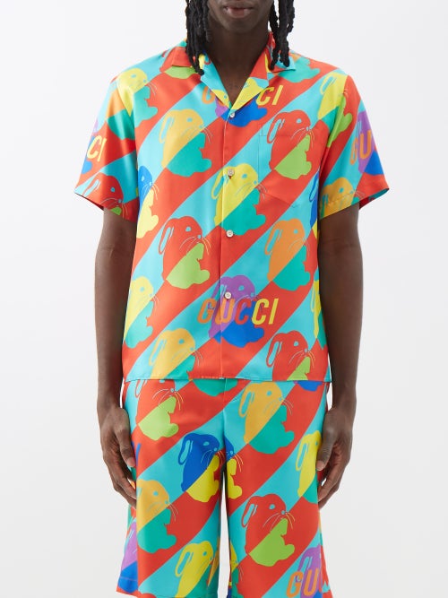 Gucci - Rabbit-print Silk Shirt - Mens - Multi