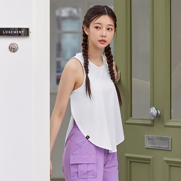 Eco Dex 圓弧交疊短版背心上衣｜象牙白 Ivory 백아이보리｜XTFSL01J2