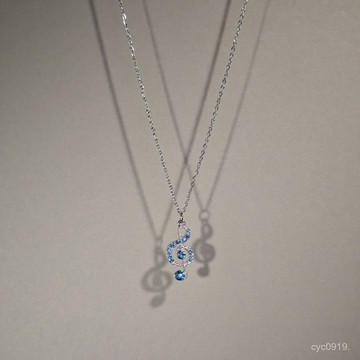 臺灣🚍8H出🉑Vintage古著 Silver Diamond Note項鏈女生水鑽音符簡約百搭禮物 MBBV
