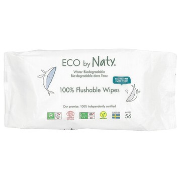 Naty, 可沖式濕巾，56 片