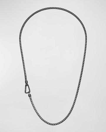 Men's Mesh Oxidized Silver Necklace, 22"L