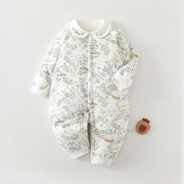 新生兒加棉連體衣60克薄棉無骨A類女寶寶暖氣房內穿哈衣爬爬服鑫弘-萌寶童裝可開發票