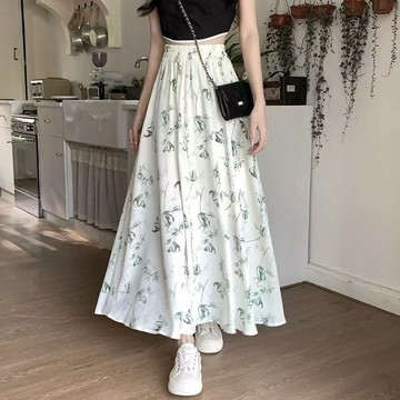 【砂糖夢境】2023夏季新款碎花a字半身裙女寬鬆垂感中長裙小衆塗鴉傘裙女ins潮