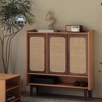 免運 公司貨 附發票 免運 日式鞋櫃 實木鞋櫃 現代藤編鞋櫃 家用門口玄關入戶簡約日式鞋架收納儲物櫃工廠現貨直銷 全館九折 售後保障 店長新品推薦 5m116