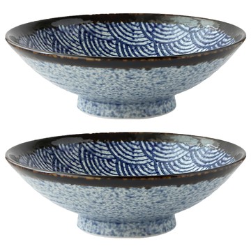 JUST HOME 日本製9.5吋拉麵碗2件組  藍彩浪紋  碗  1組