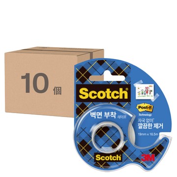 Scotch 牆面黏貼用膠帶台 19mm x 16.5m  綜合色  10個