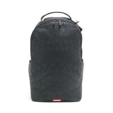 SPRAYGROUND 圖騰壓線鋸齒鯊大容量後背包 黑色 G571464