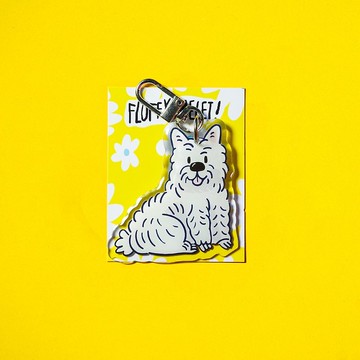 蓬鬆蛋捲 - 鑰匙圈/別針/手機夾 - MOLLY HIGHLAND TERRIER