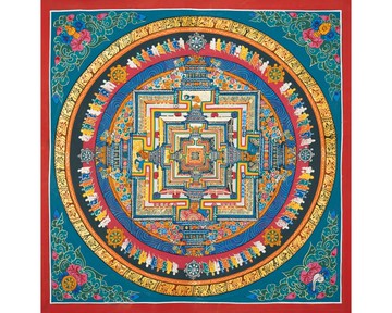 **手工繪製時輪金剛曼荼羅藏傳唐卡**