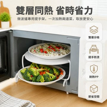 🐰歡喜兔🐰 微波爐專用蒸架 多層圓形蒸格 雙層碗碟托盤 廚房加熱飯菜架 分層保溫置物架 不鏽鋼蒸籠