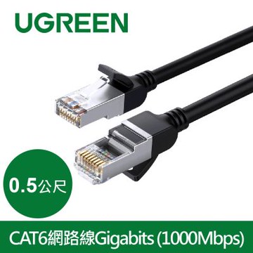 綠聯 CAT6網路線Gigabits（1000Mbps）高速傳輸 圓線 純銅金屬版 (0.5公尺)