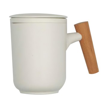 木尚 茶水分離杯 陶瓷杯  白色  1個