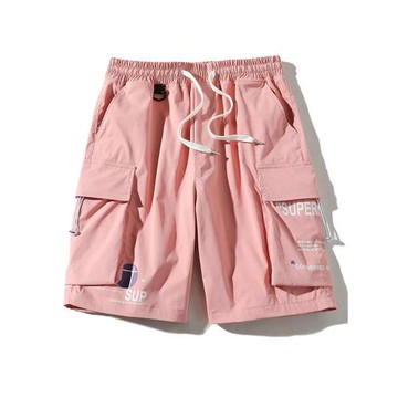 外穿短褲女潮牌粉色運動大褲衩夏季薄款寬松中性五分工裝褲情侶潮